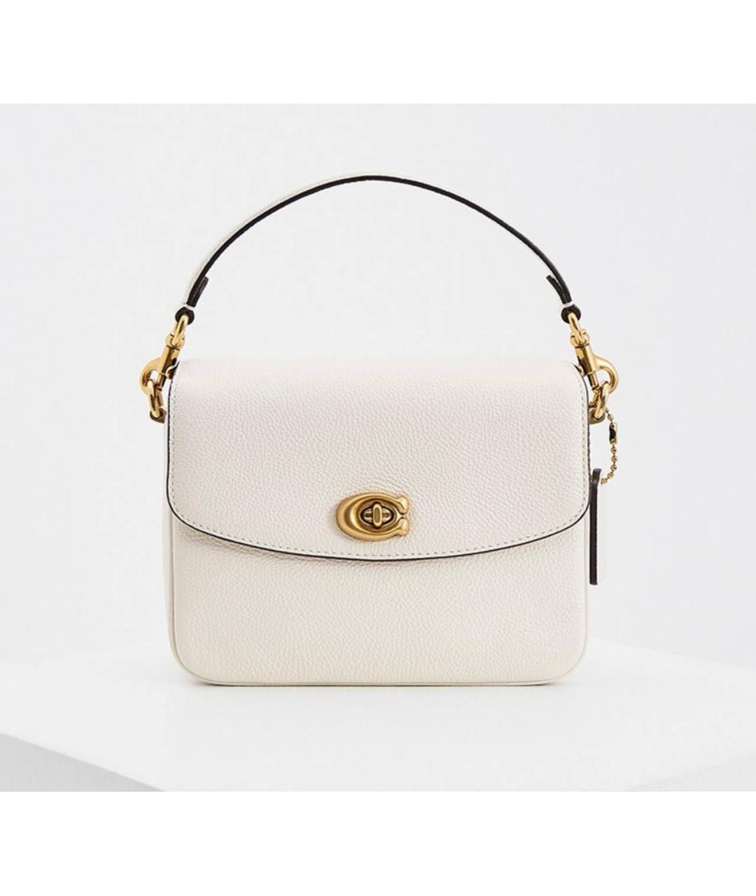 COACH Бежевая кожаная сумка с короткими ручками, фото 8