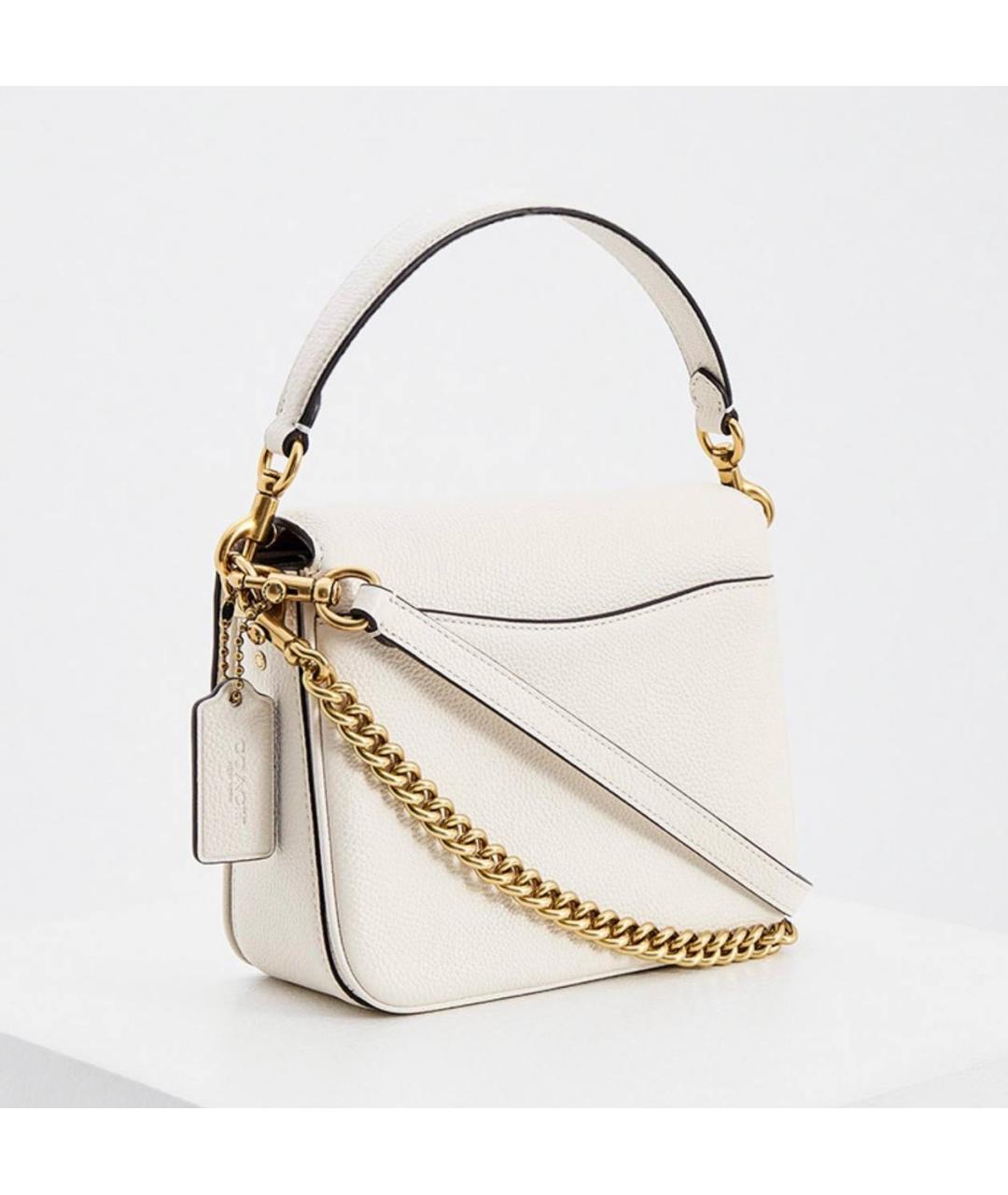 COACH Бежевая кожаная сумка с короткими ручками, фото 3