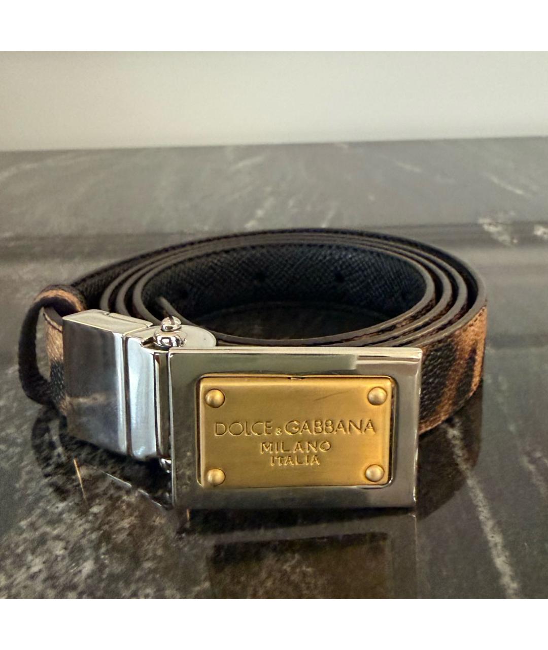 DOLCE&GABBANA Коричневый кожаный ремень, фото 4