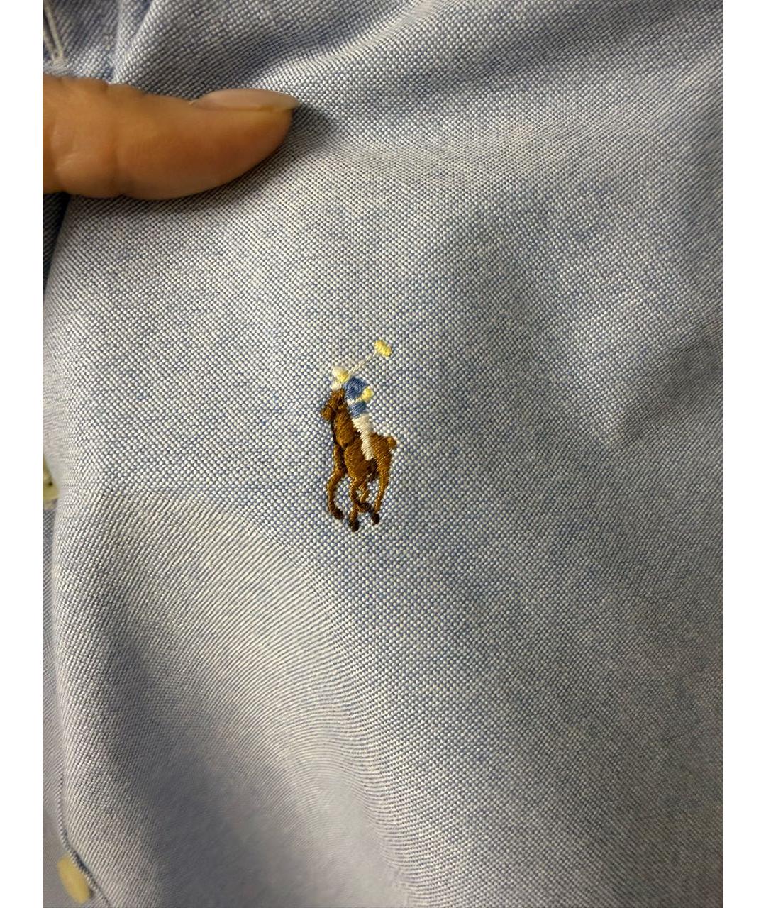 POLO RALPH LAUREN Голубая хлопковая классическая рубашка, фото 7