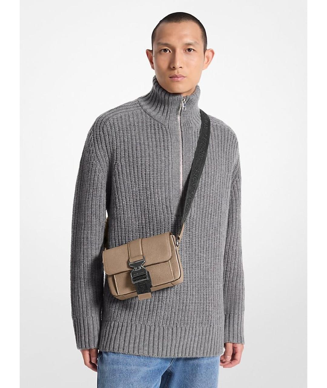 MICHAEL KORS Бежевая кожаная сумка на плечо, фото 4