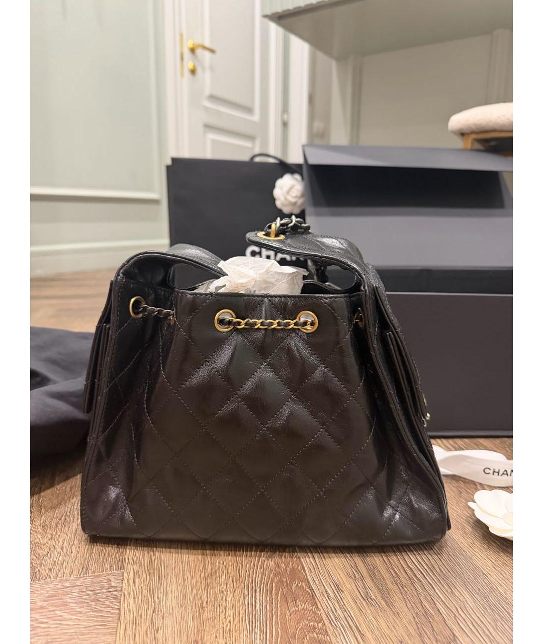 CHANEL Черная кожаная сумка через плечо, фото 3