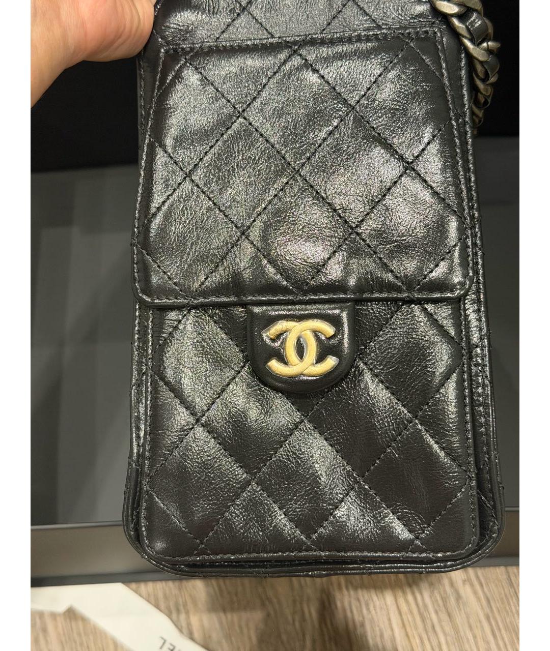 CHANEL Черная кожаная сумка через плечо, фото 8
