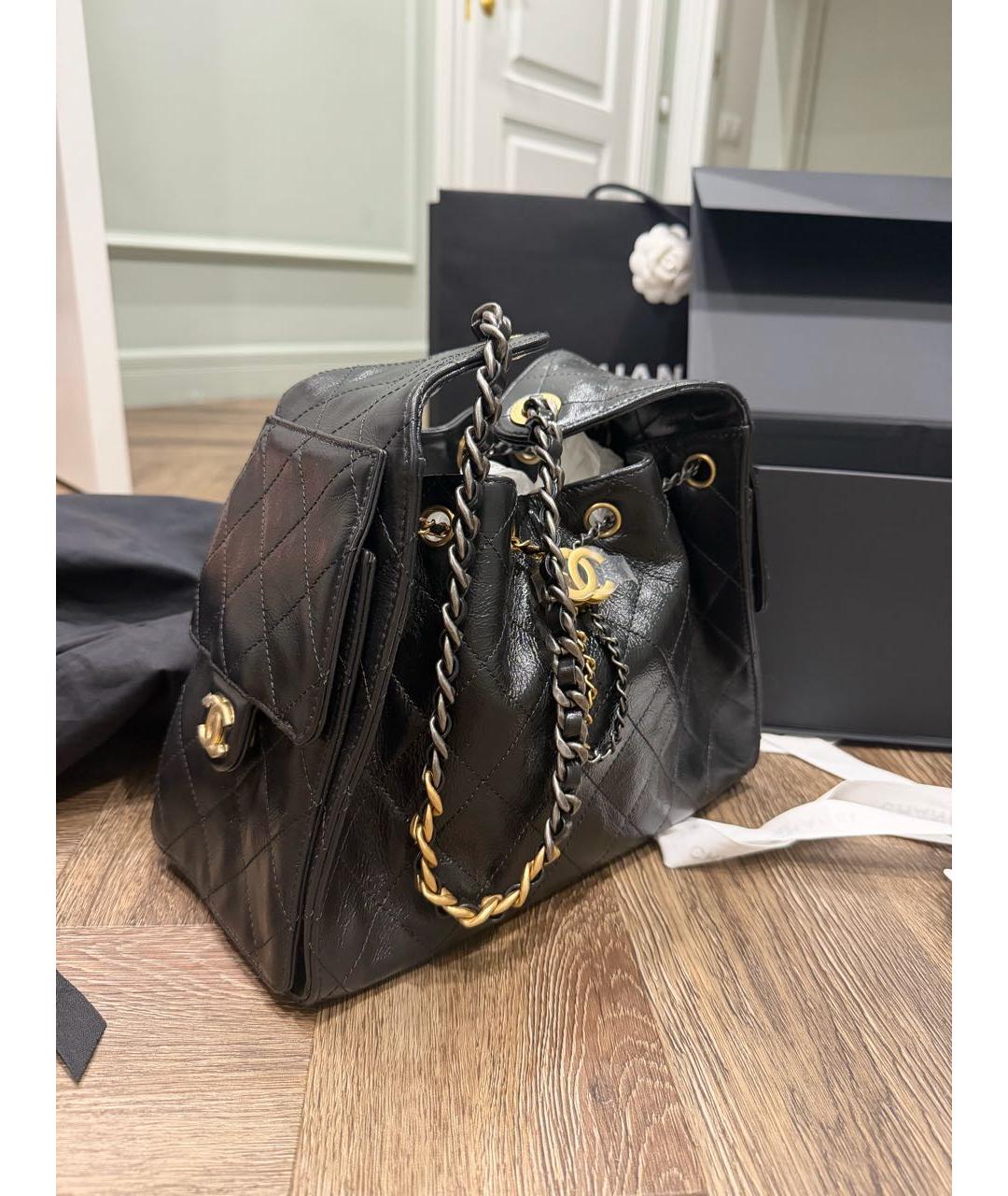 CHANEL Черная кожаная сумка через плечо, фото 2