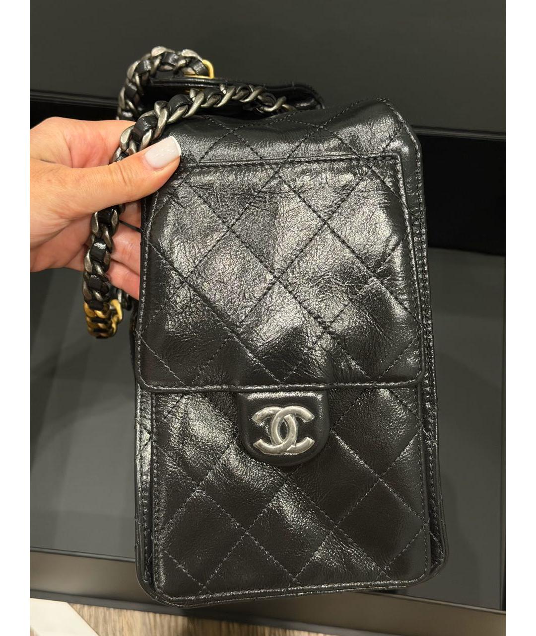 CHANEL Черная кожаная сумка через плечо, фото 5