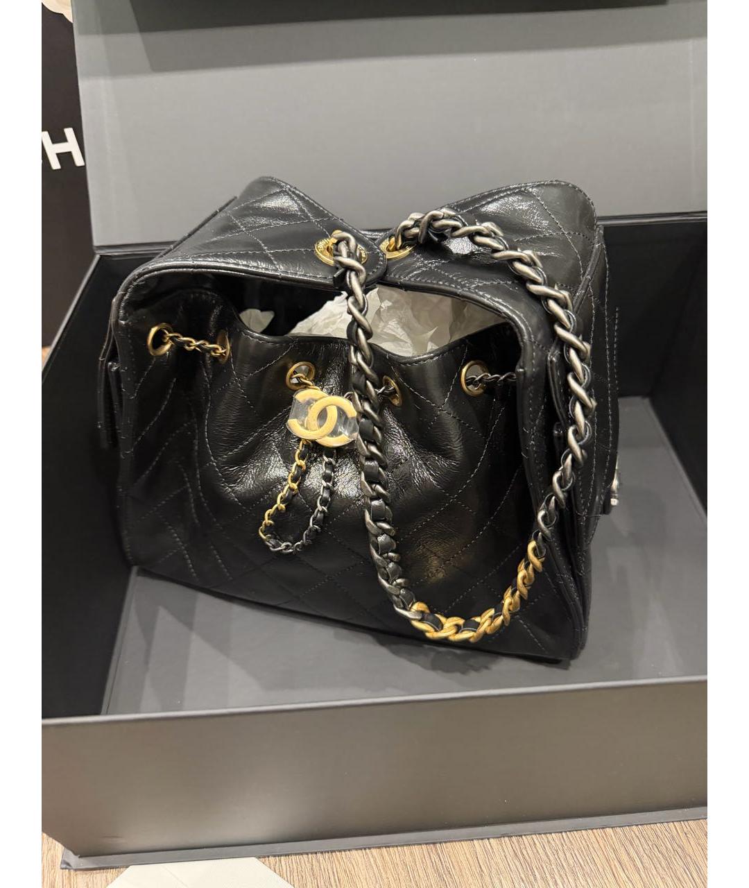 CHANEL Черная кожаная сумка через плечо, фото 9