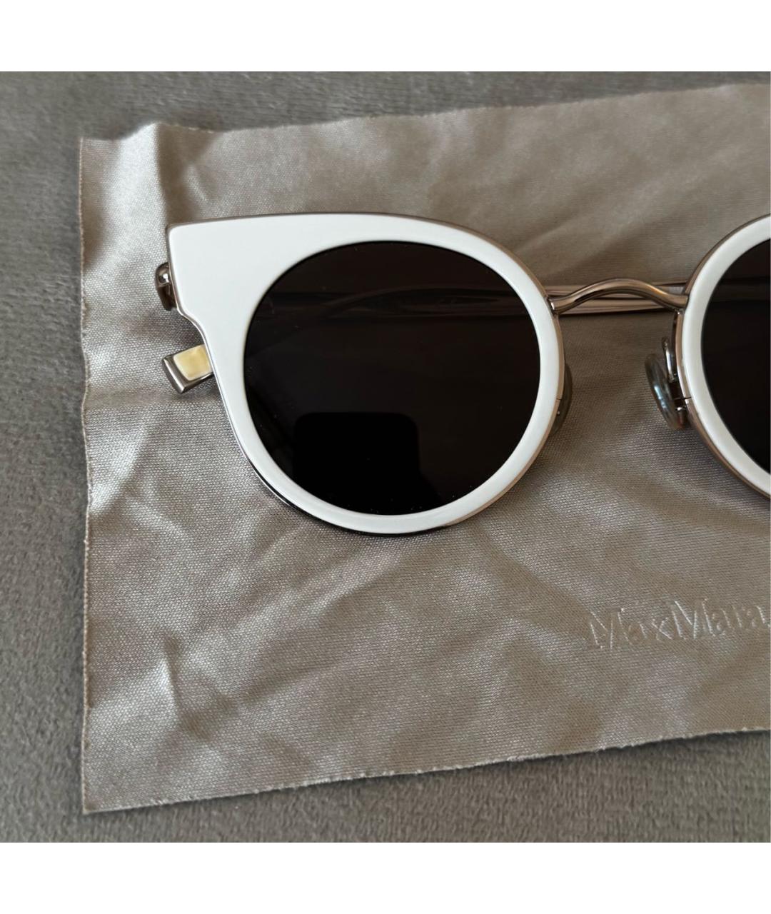 MAX MARA Белые металлические солнцезащитные очки, фото 6