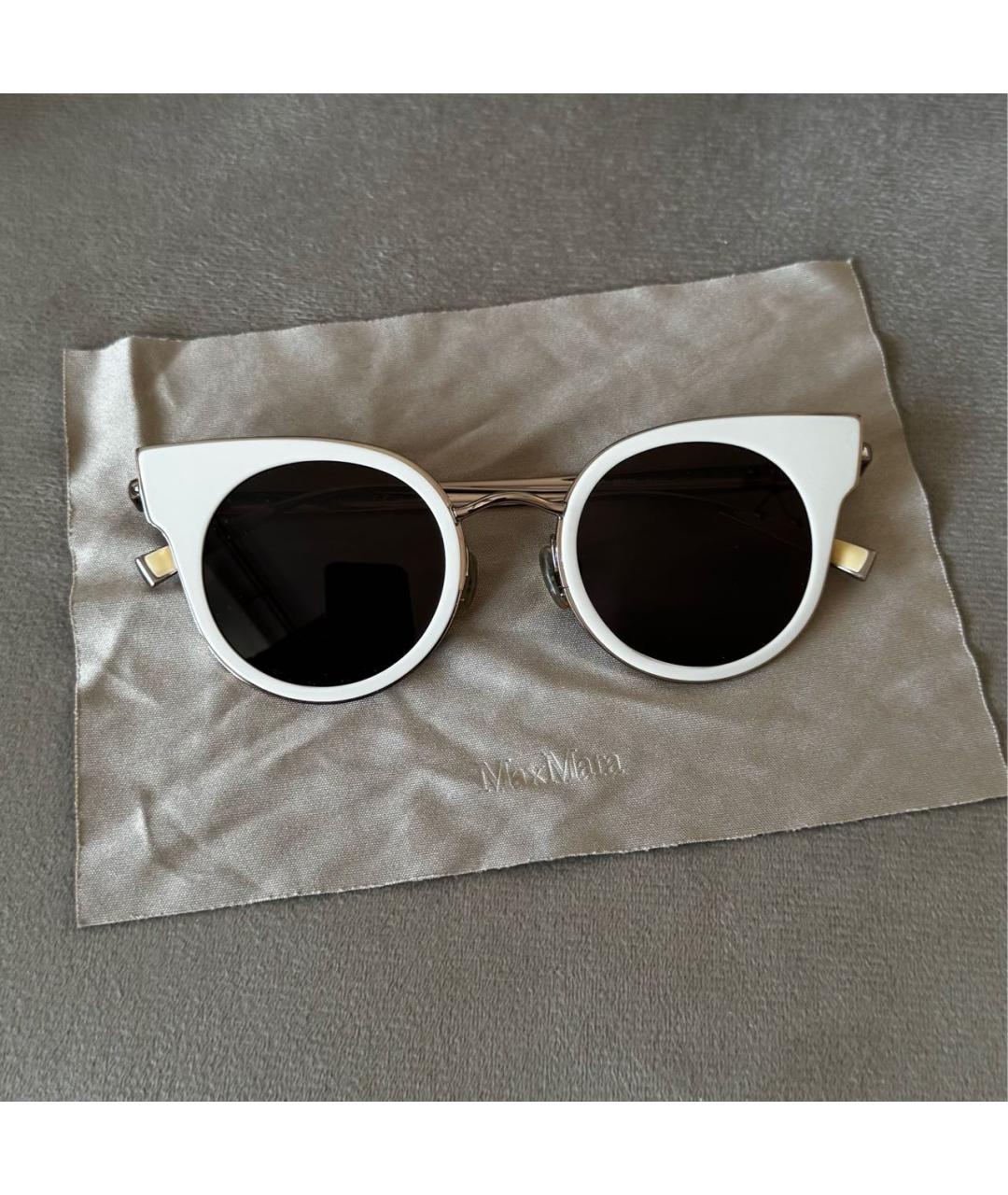 MAX MARA Белые металлические солнцезащитные очки, фото 7