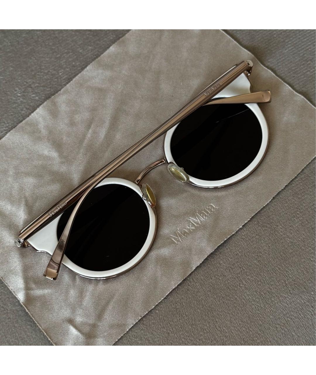 MAX MARA Белые металлические солнцезащитные очки, фото 3