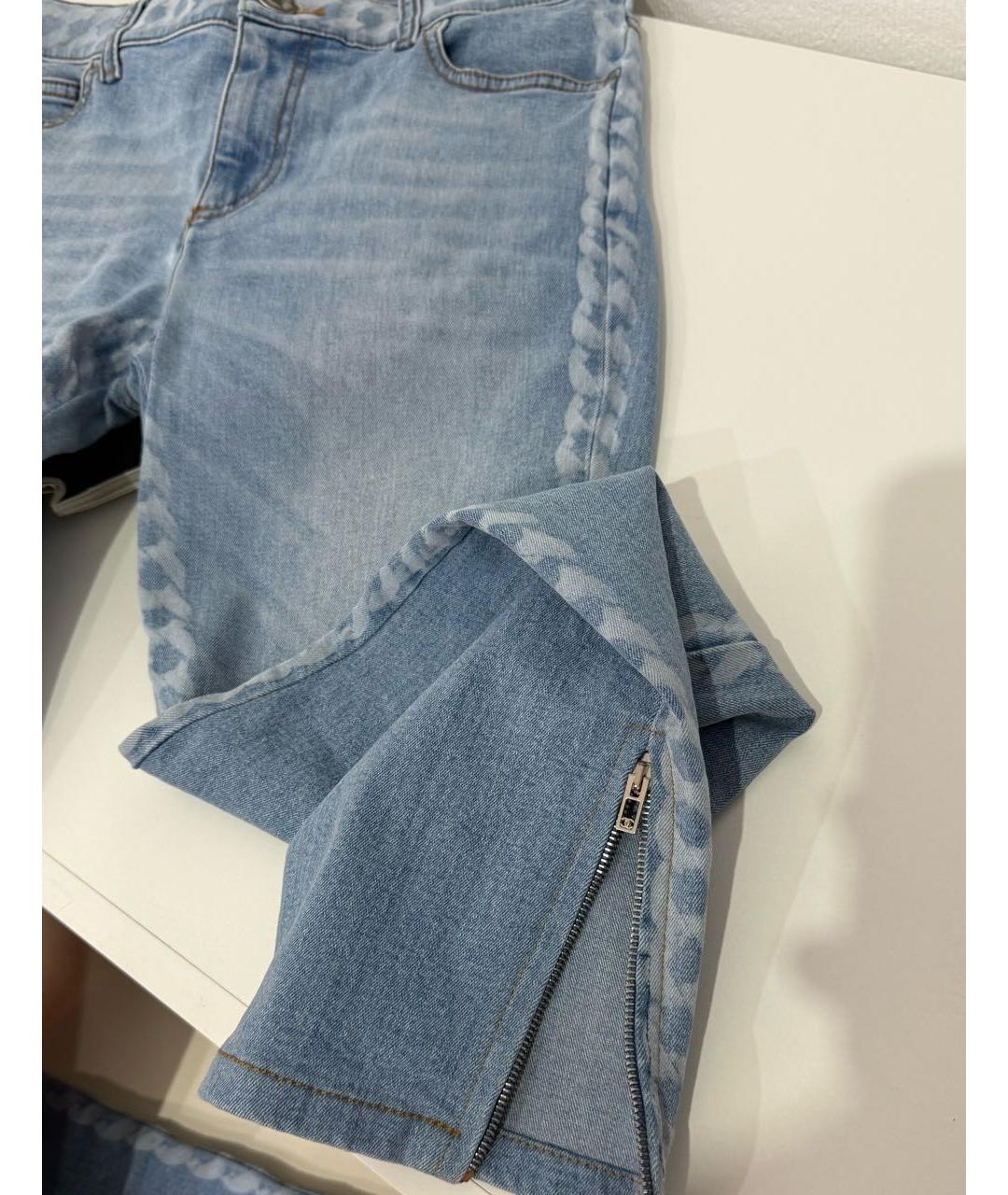 CHANEL Голубые хлопко-эластановые джинсы слим, фото 6