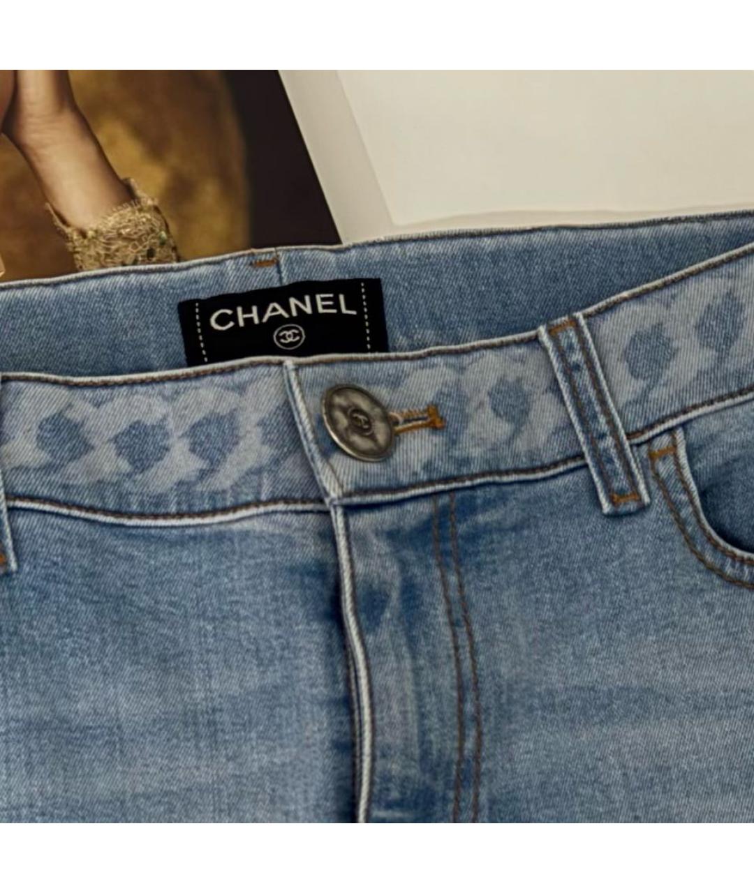 CHANEL Голубые хлопко-эластановые джинсы слим, фото 7