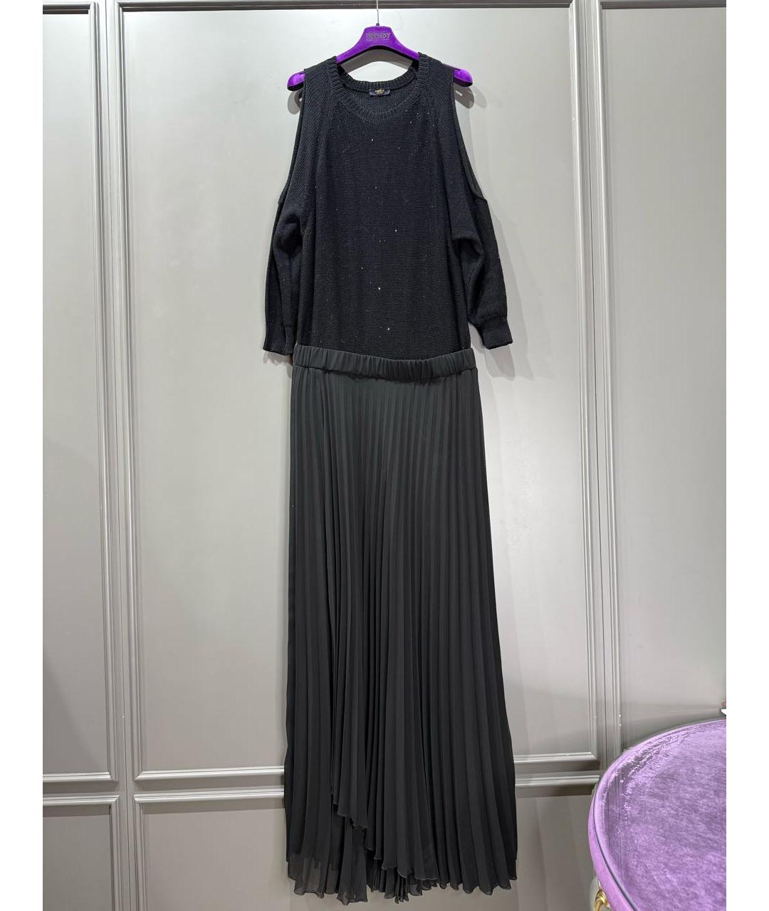 PESERICO Черное полиэстеровое повседневное платье, фото 7