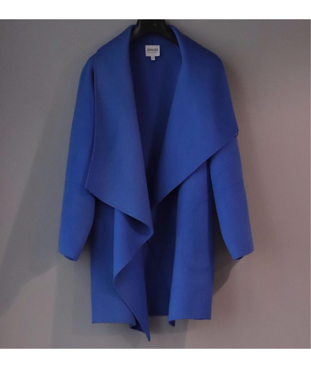 ARMANI COLLEZIONI Синее кашемировое пальто, фото 8