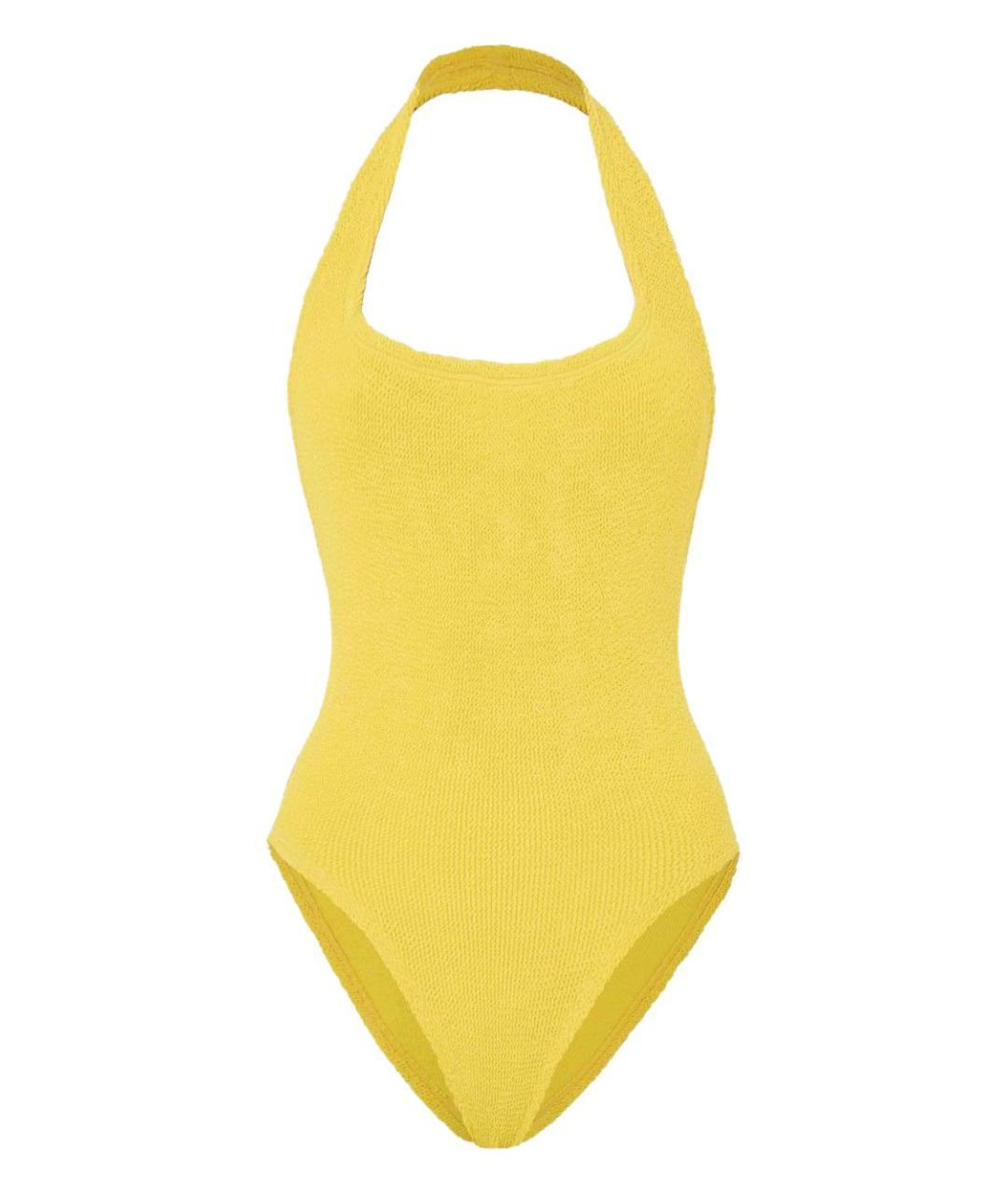 HUNZA G Желтый полиамидовый купальник, фото 3