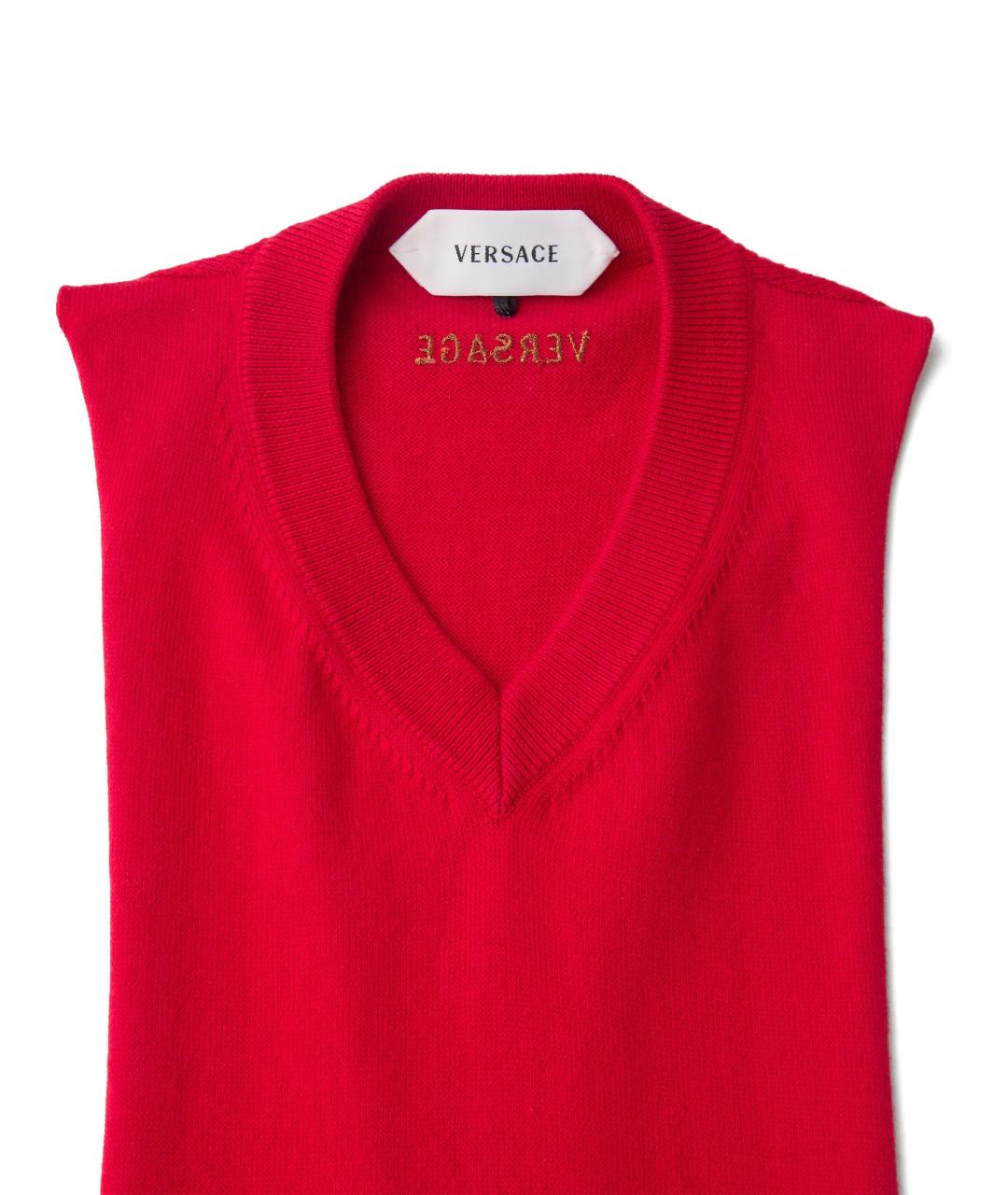 VERSACE Красная хлопковая майка, фото 2