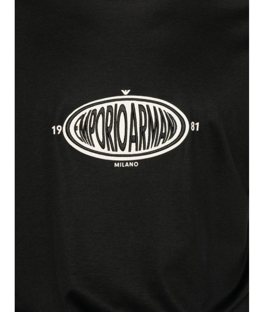 EMPORIO ARMANI Черная хлопковая футболка, фото 2