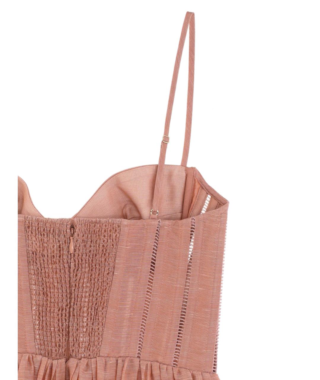 ZIMMERMANN Розовое льняное коктейльное платье, фото 3