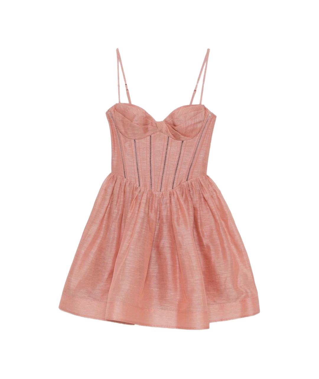 ZIMMERMANN Розовое льняное коктейльное платье, фото 1