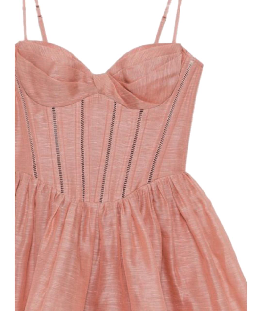 ZIMMERMANN Розовое льняное коктейльное платье, фото 2