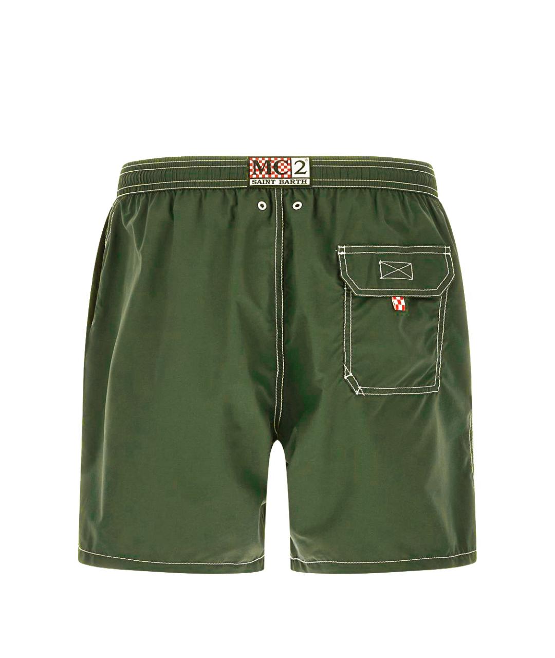 MC2 SAINT BARTH Зеленые полиэстеровые шорты, фото 3