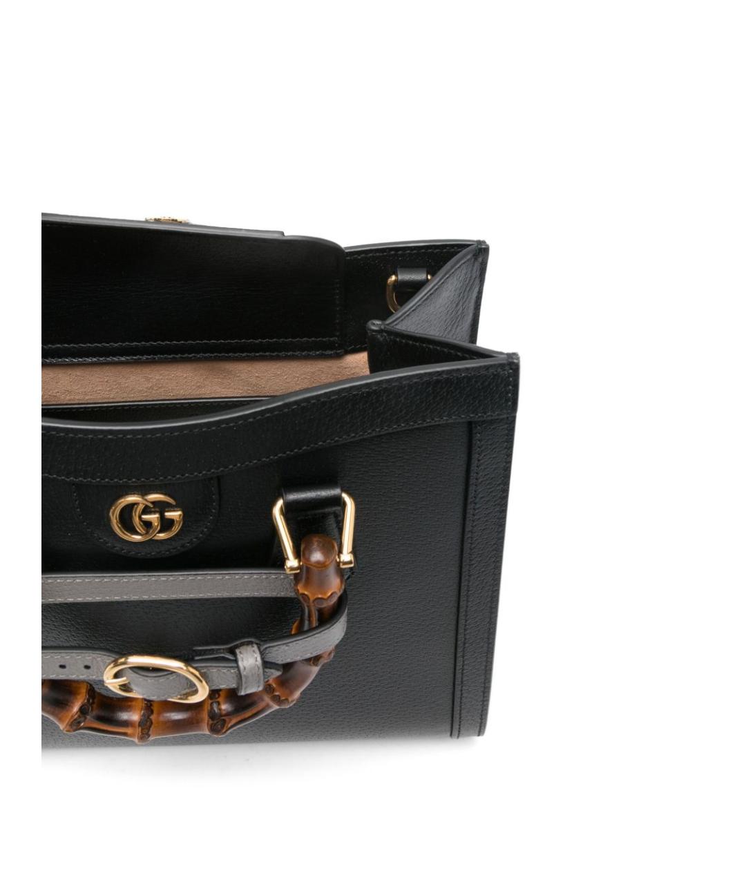 GUCCI Черная кожаная сумка тоут, фото 5