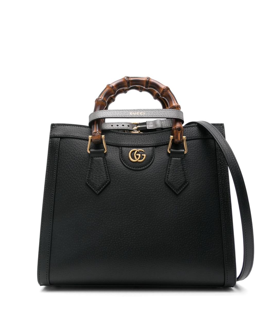 GUCCI Черная кожаная сумка тоут, фото 1