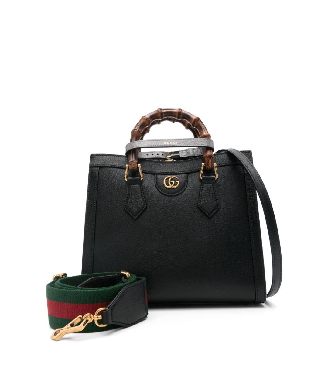 GUCCI Черная кожаная сумка тоут, фото 3