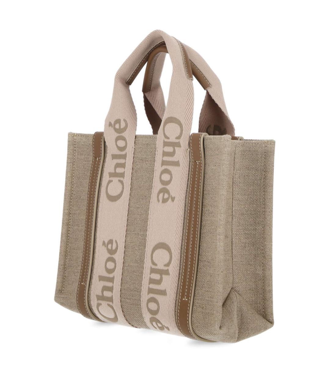 CHLOE Бежевая льняная сумка тоут, фото 3