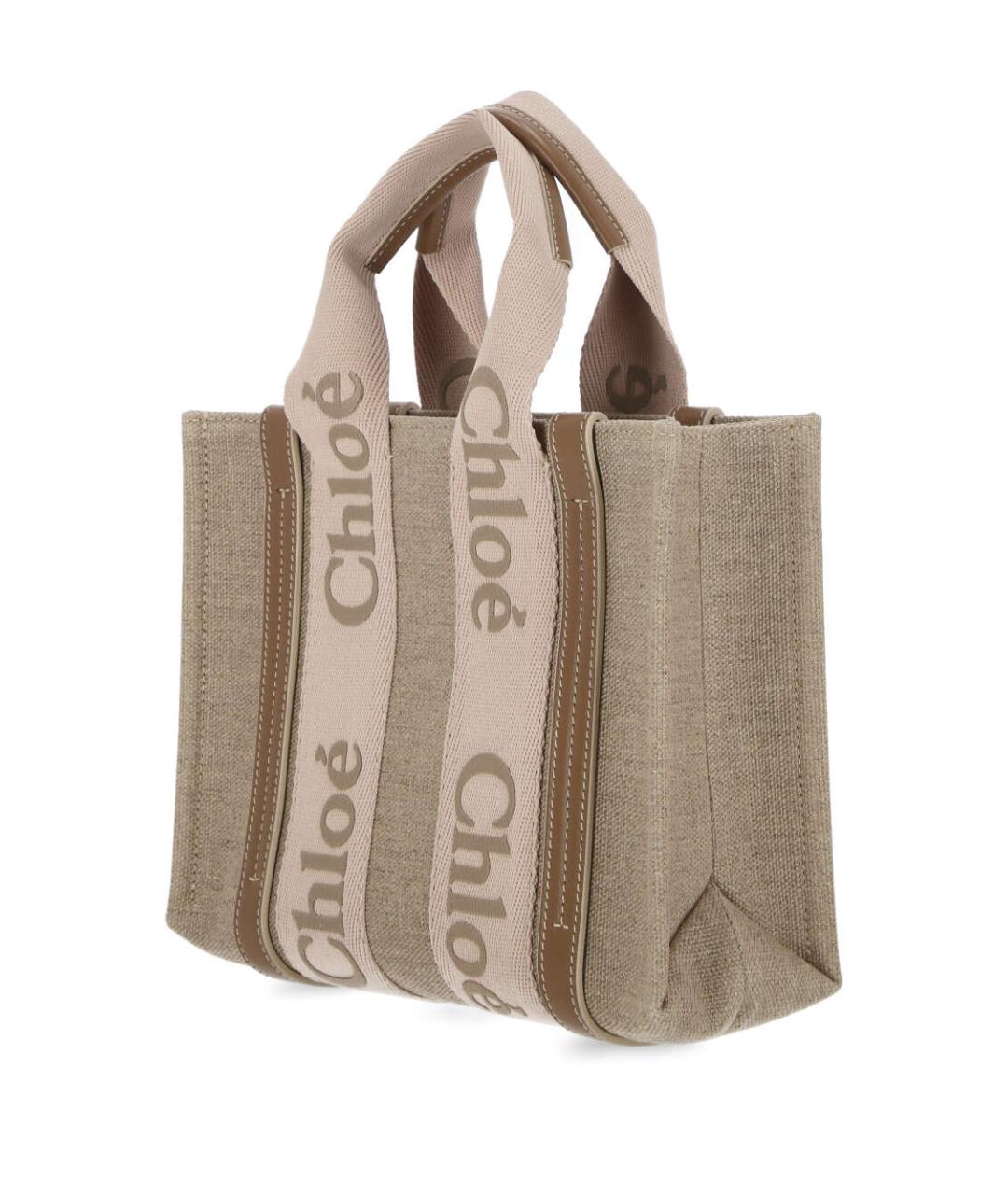 CHLOE Бежевая льняная сумка тоут, фото 2