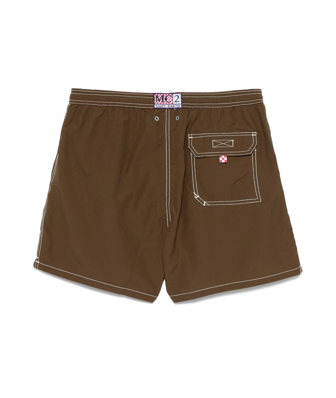MC2 SAINT BARTH Коричневые полиэстеровые шорты, фото 3