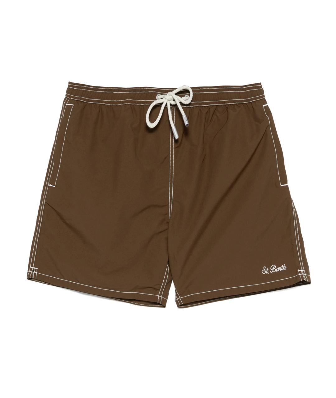 MC2 SAINT BARTH Коричневые полиэстеровые шорты, фото 1