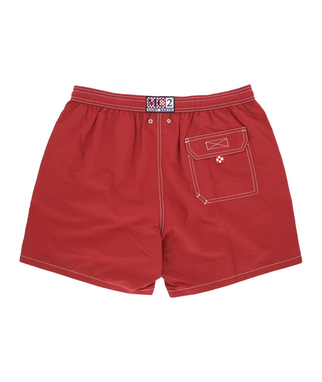 MC2 SAINT BARTH Красные полиэстеровые шорты, фото 3