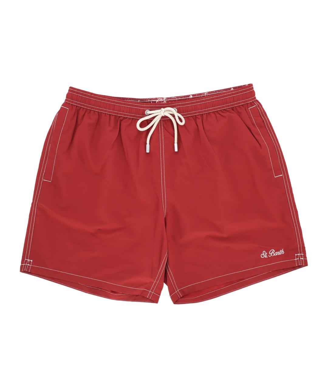 MC2 SAINT BARTH Красные полиэстеровые шорты, фото 1