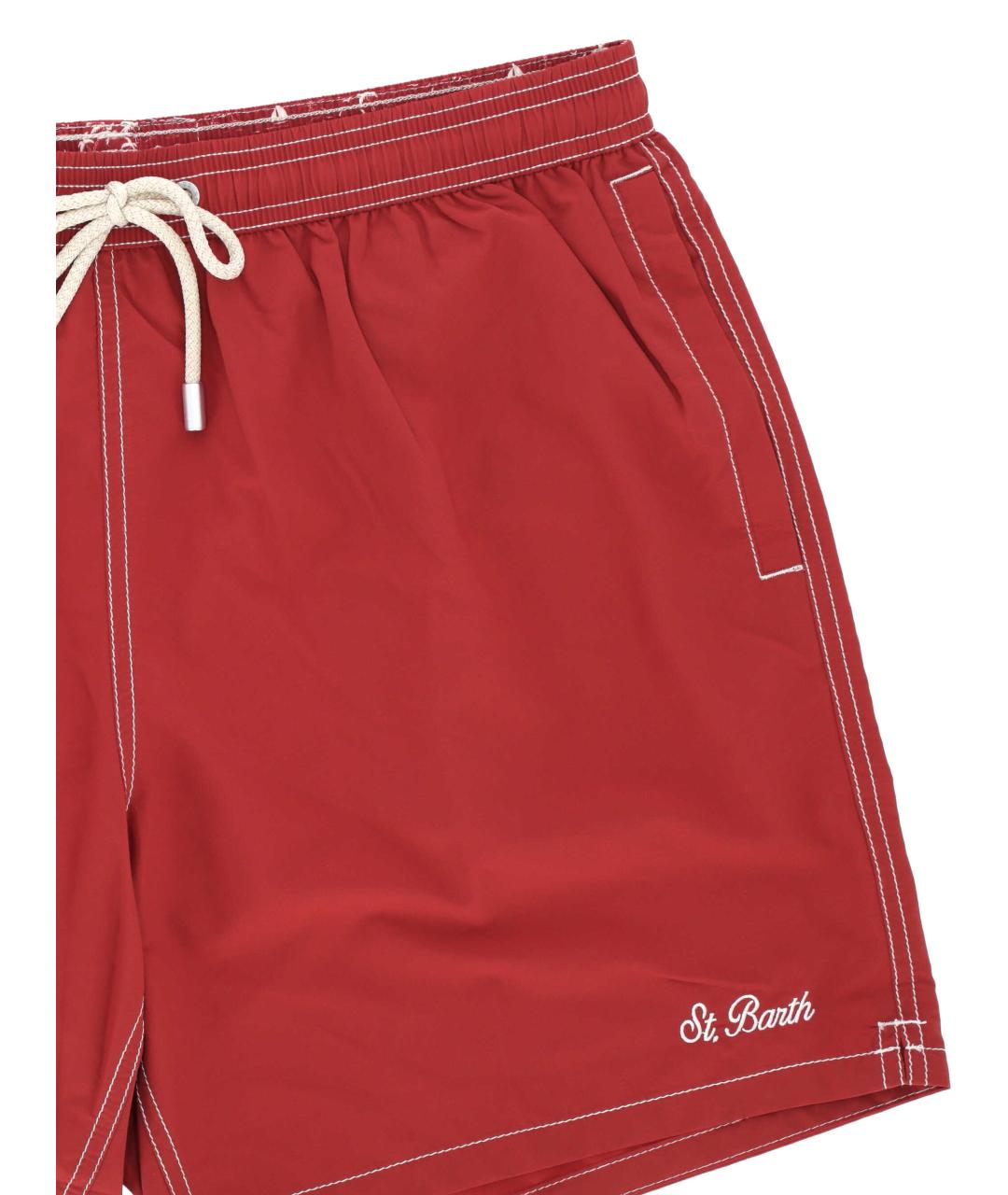 MC2 SAINT BARTH Красные полиэстеровые шорты, фото 2