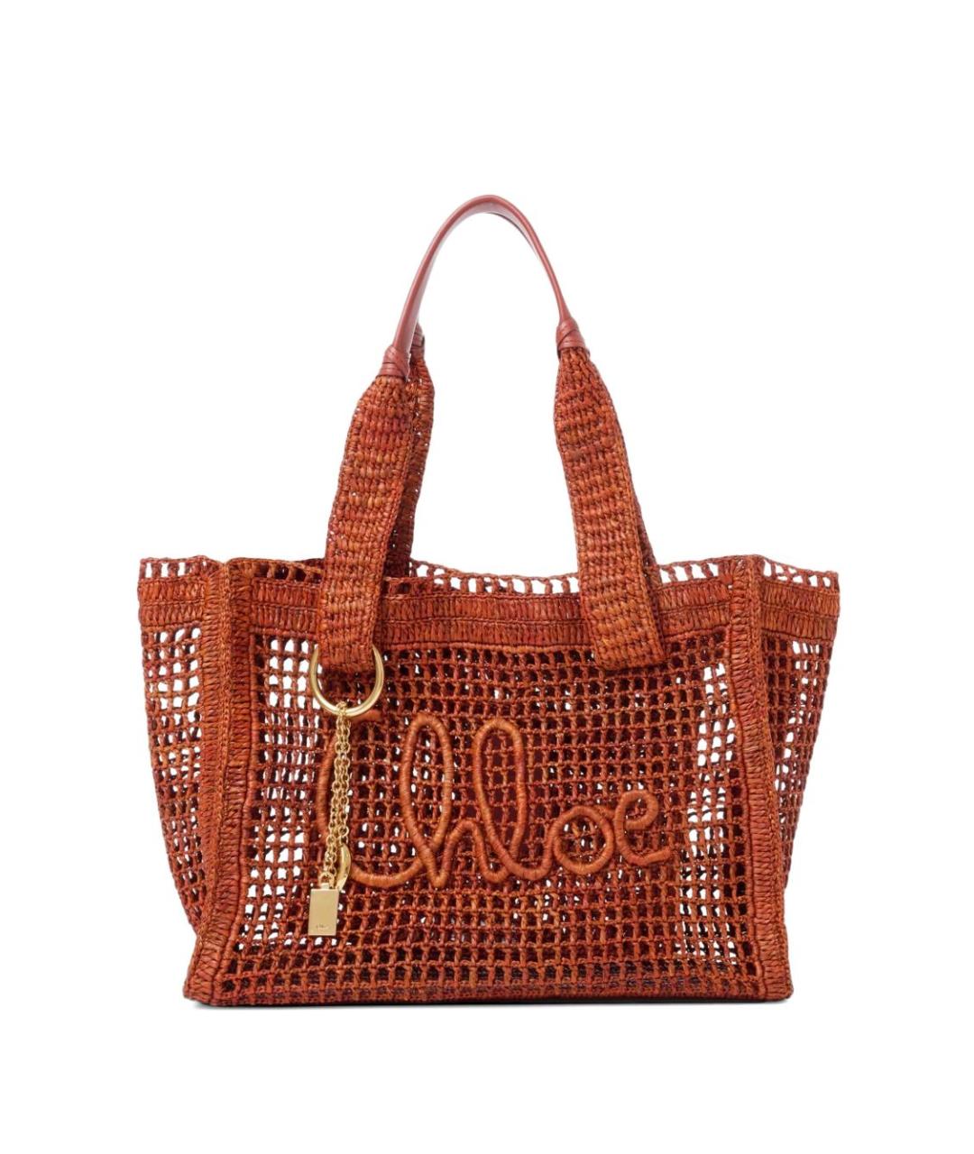 CHLOE Коричневая пелетеная сумка тоут, фото 1