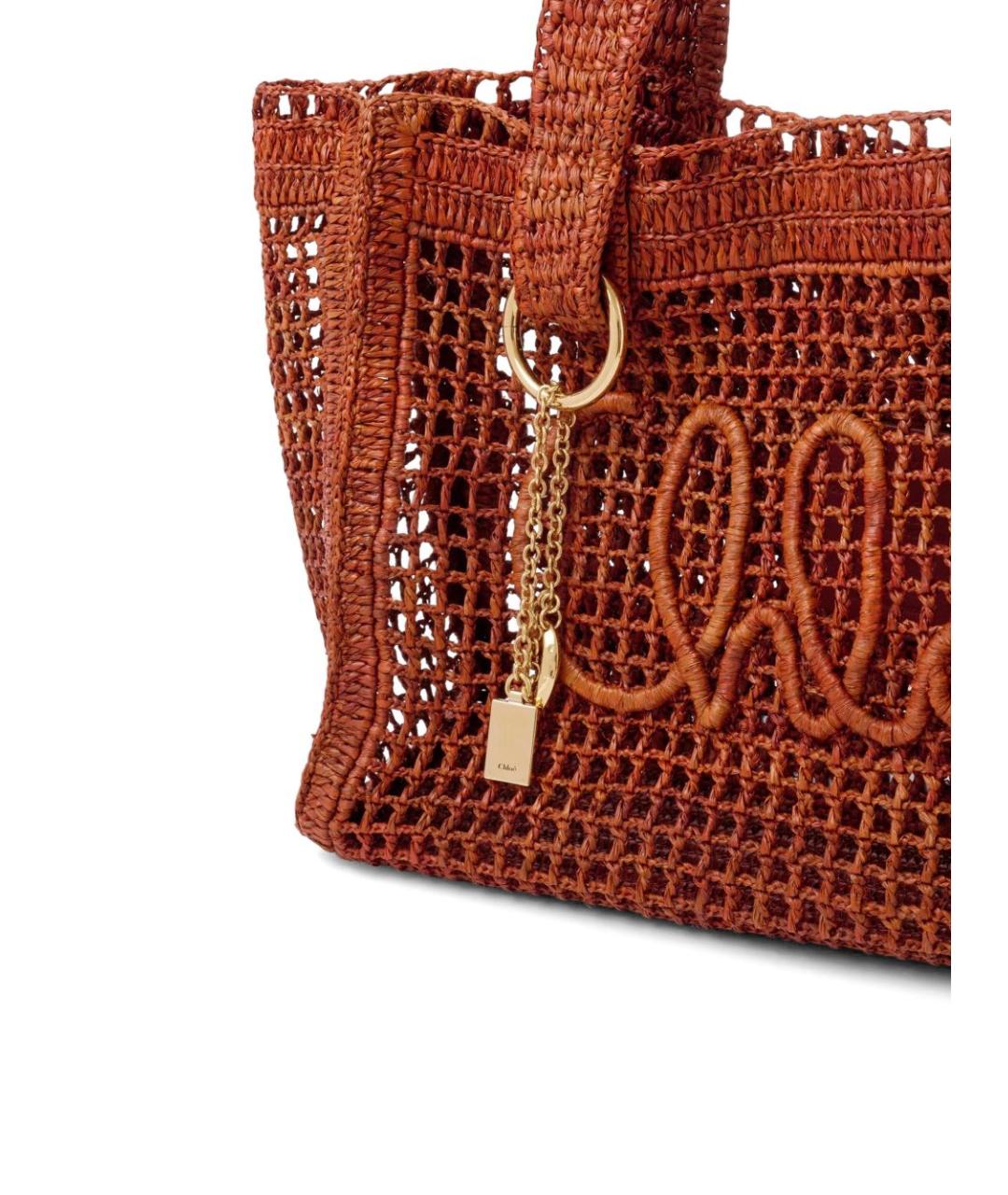 CHLOE Коричневая пелетеная сумка тоут, фото 5