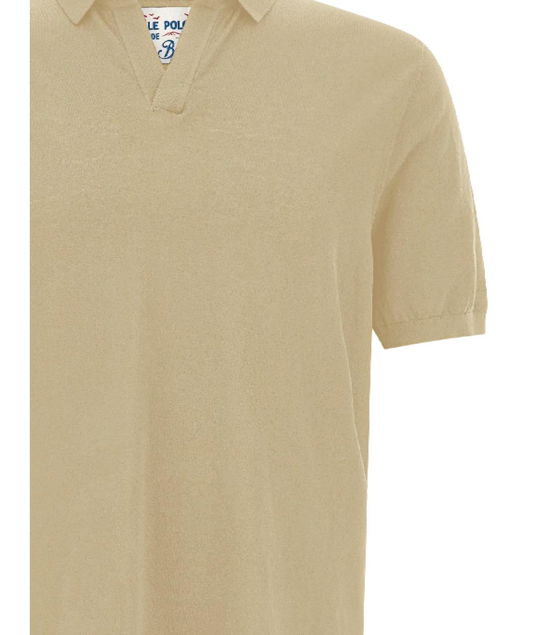 MC2 SAINT BARTH Бежевое хлопковое поло с коротким рукавом, фото 2