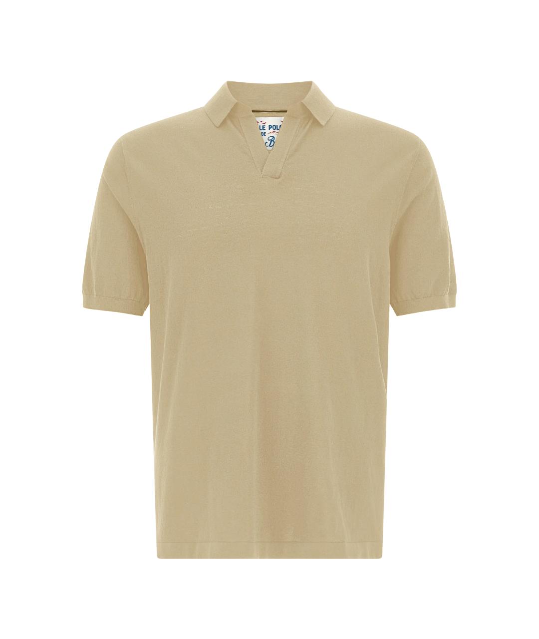 MC2 SAINT BARTH Бежевое хлопковое поло с коротким рукавом, фото 1