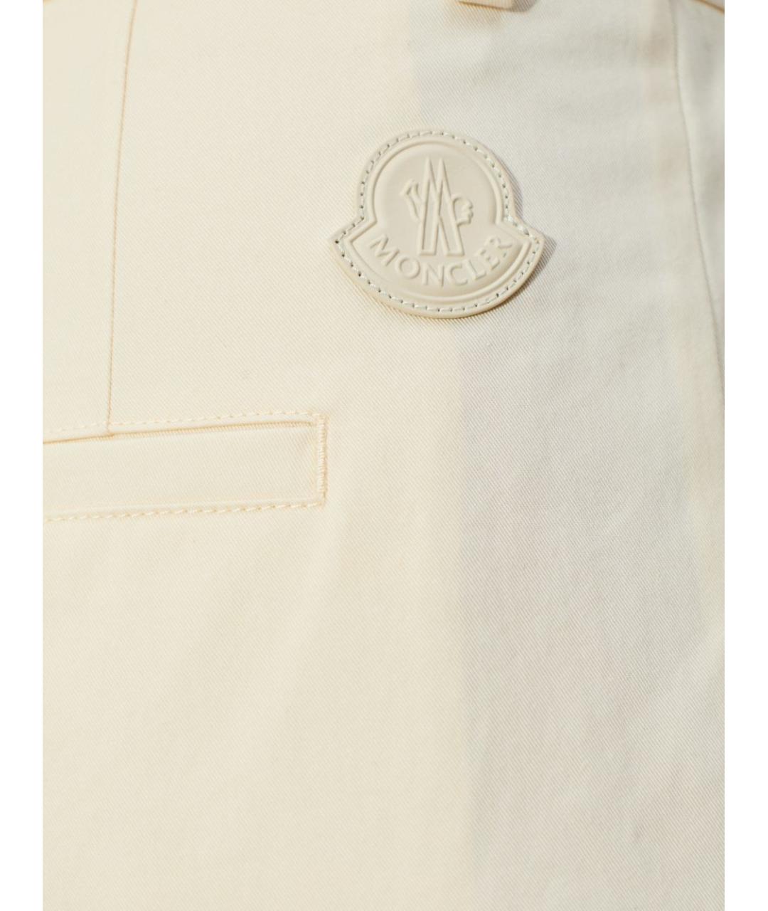 MONCLER Бежевые хлопковые прямые брюки, фото 4
