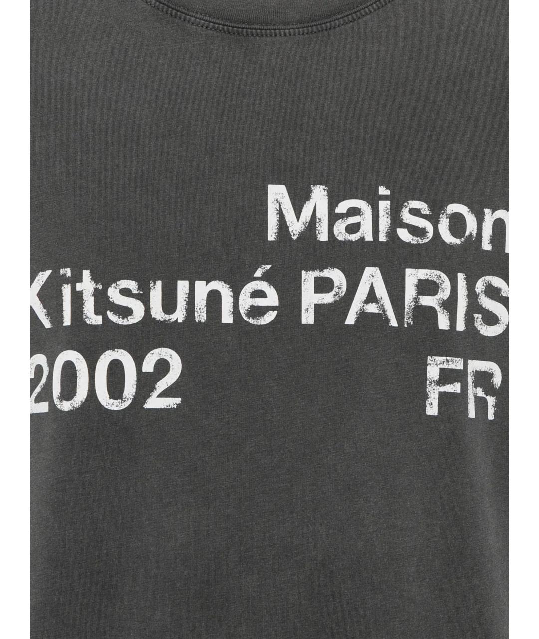 MAISON KITSUNE Черная хлопковая футболка, фото 2