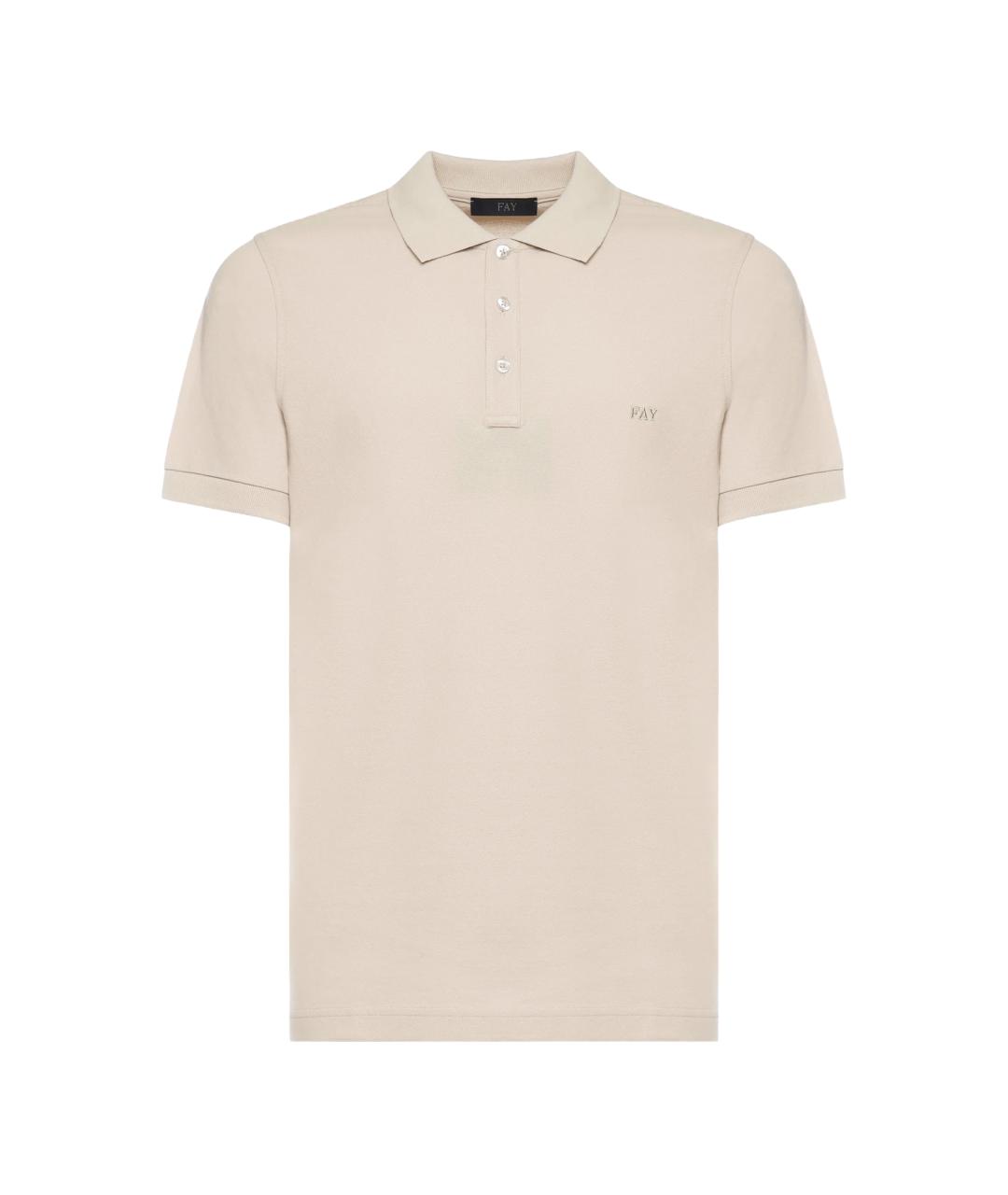 FAY Бежевое хлопковое поло с коротким рукавом, фото 1