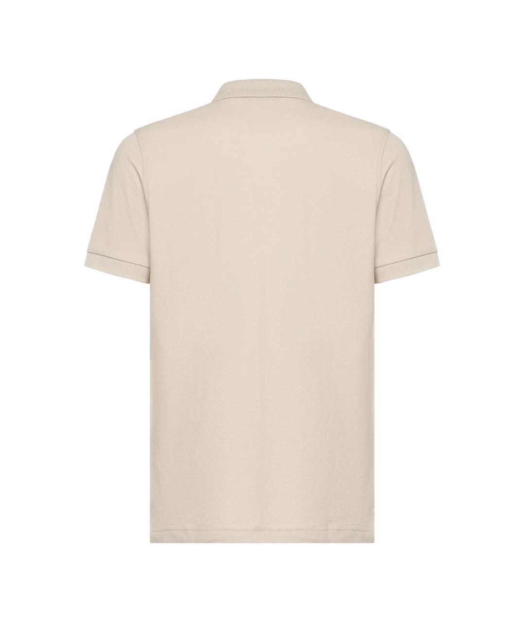 FAY Бежевое хлопковое поло с коротким рукавом, фото 3