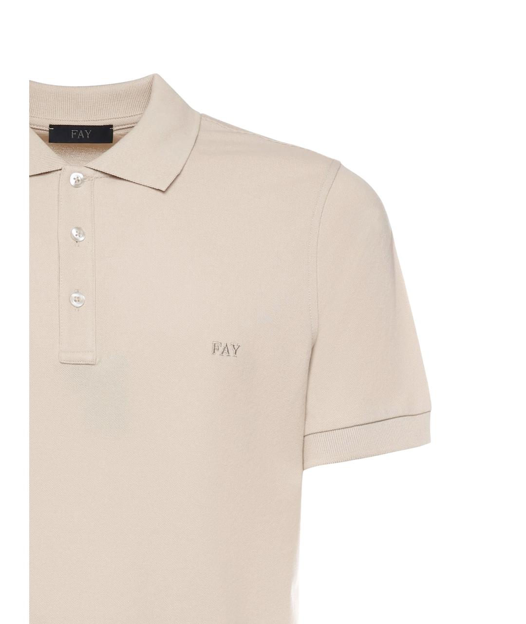 FAY Бежевое хлопковое поло с коротким рукавом, фото 2