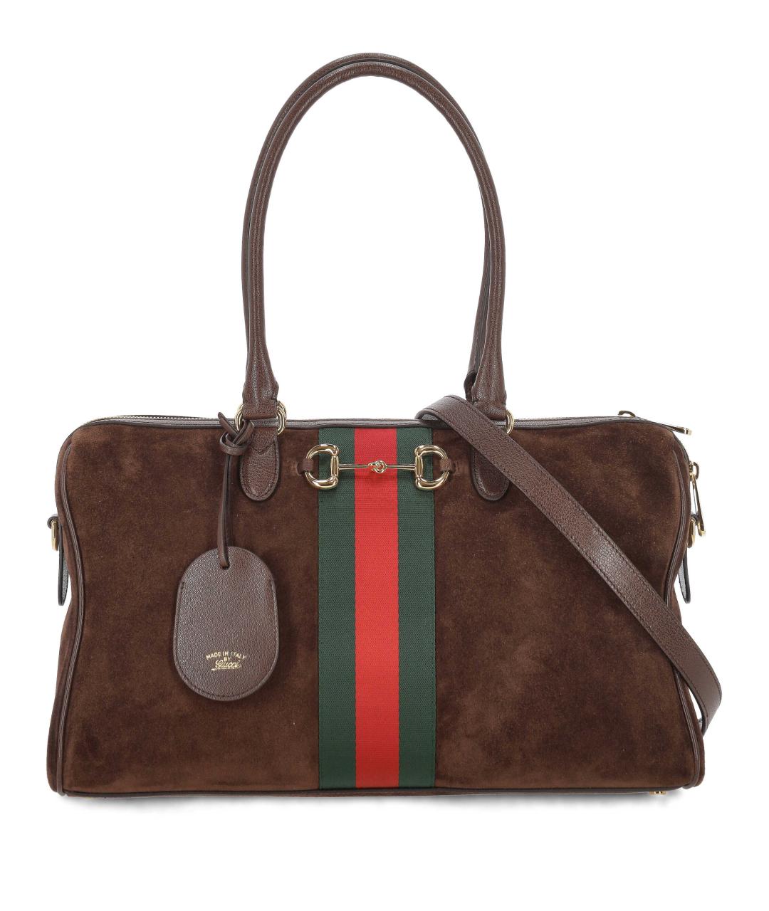 GUCCI Коричневая замшевая сумка тоут, фото 1