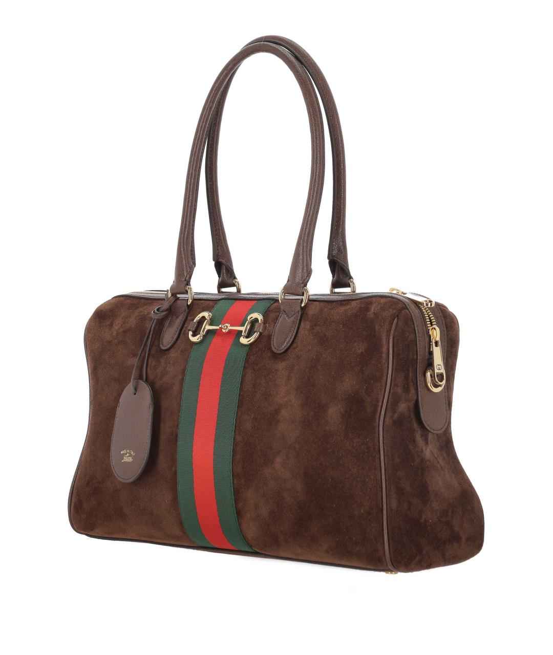 GUCCI Коричневая замшевая сумка тоут, фото 2