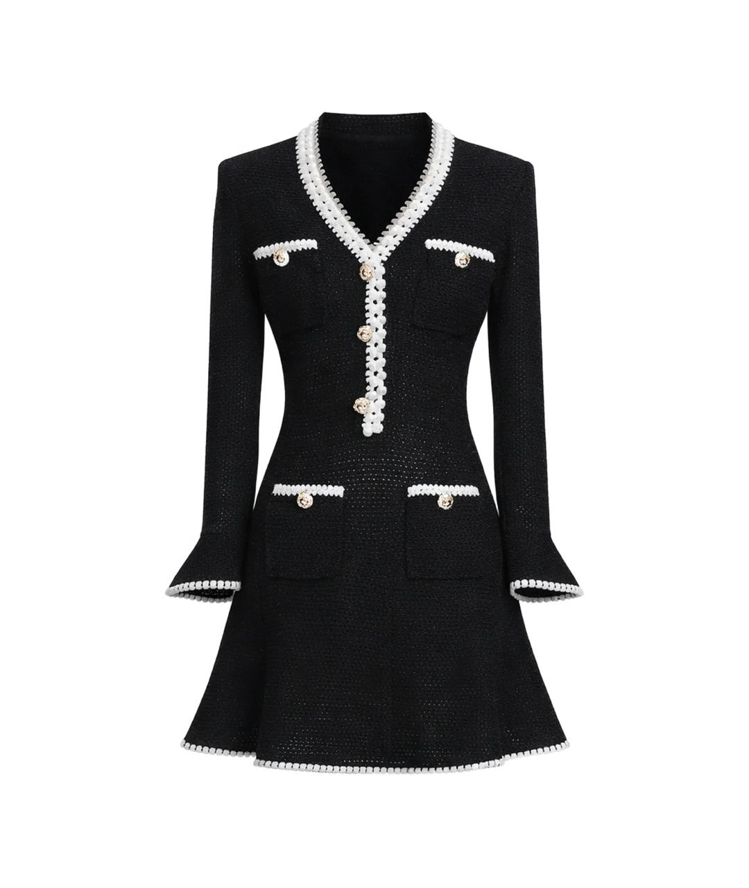 SELF-PORTRAIT Черное хлопковое повседневное платье, фото 1