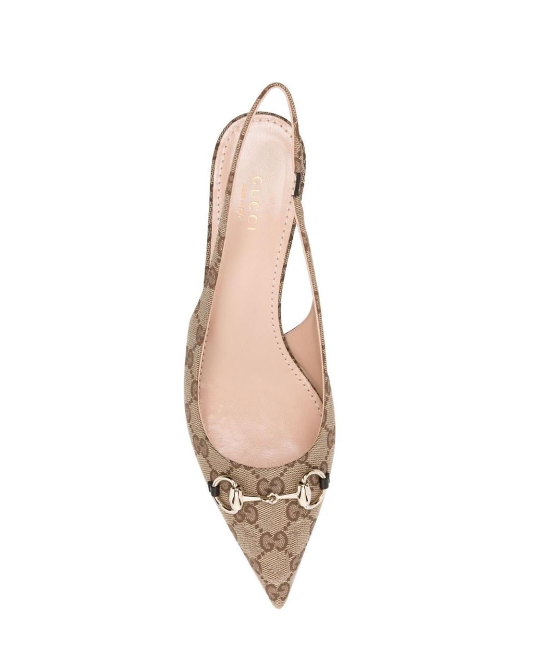 GUCCI Бежевые текстильные туфли, фото 4