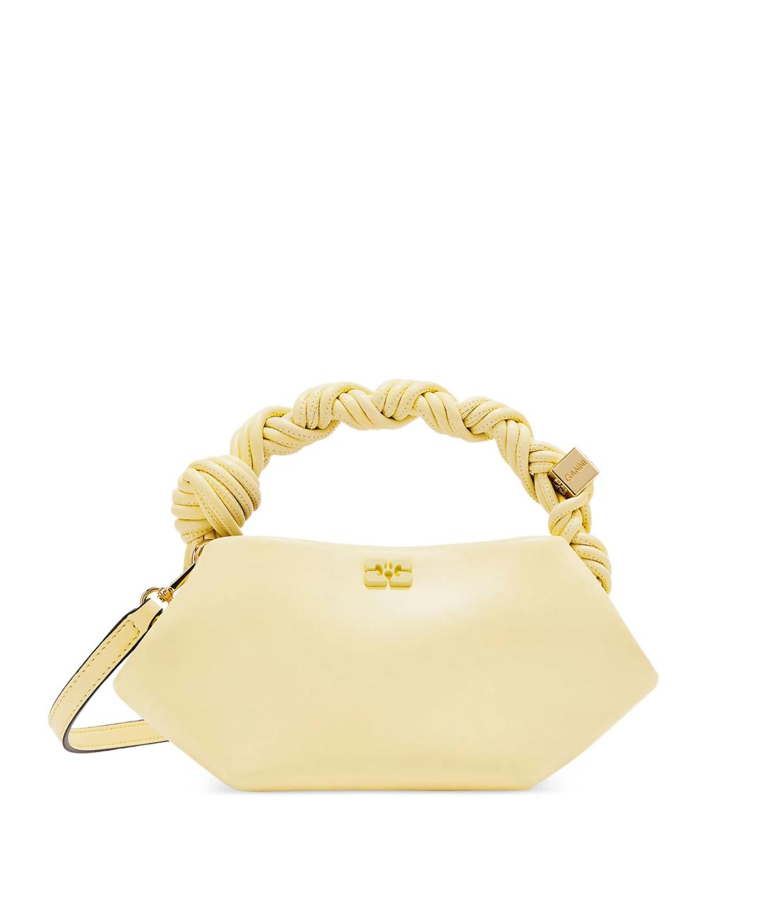 GANNI Желтая кожаная сумка с короткими ручками, фото 1