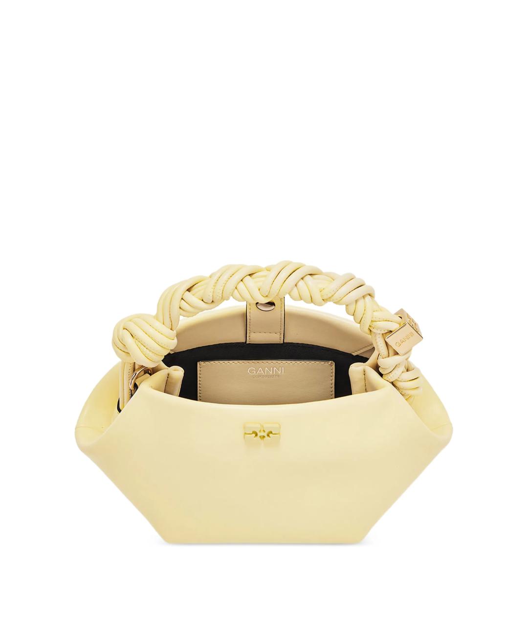 GANNI Желтая кожаная сумка с короткими ручками, фото 2