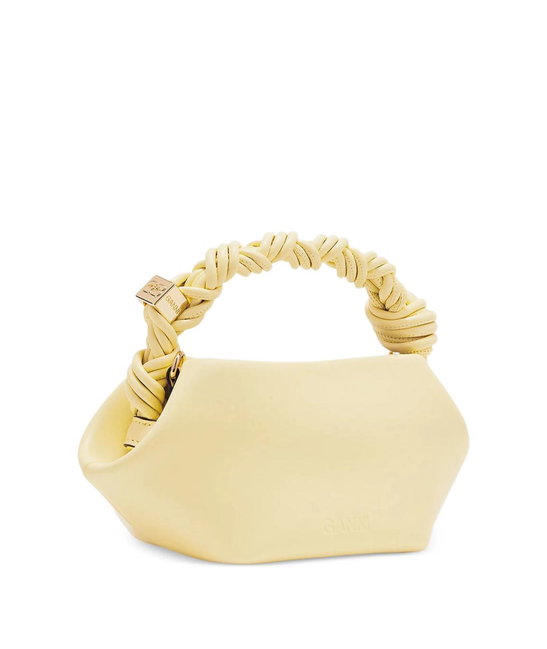 GANNI Желтая кожаная сумка с короткими ручками, фото 3